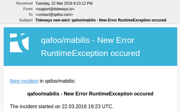 New Exception E-Mail Example