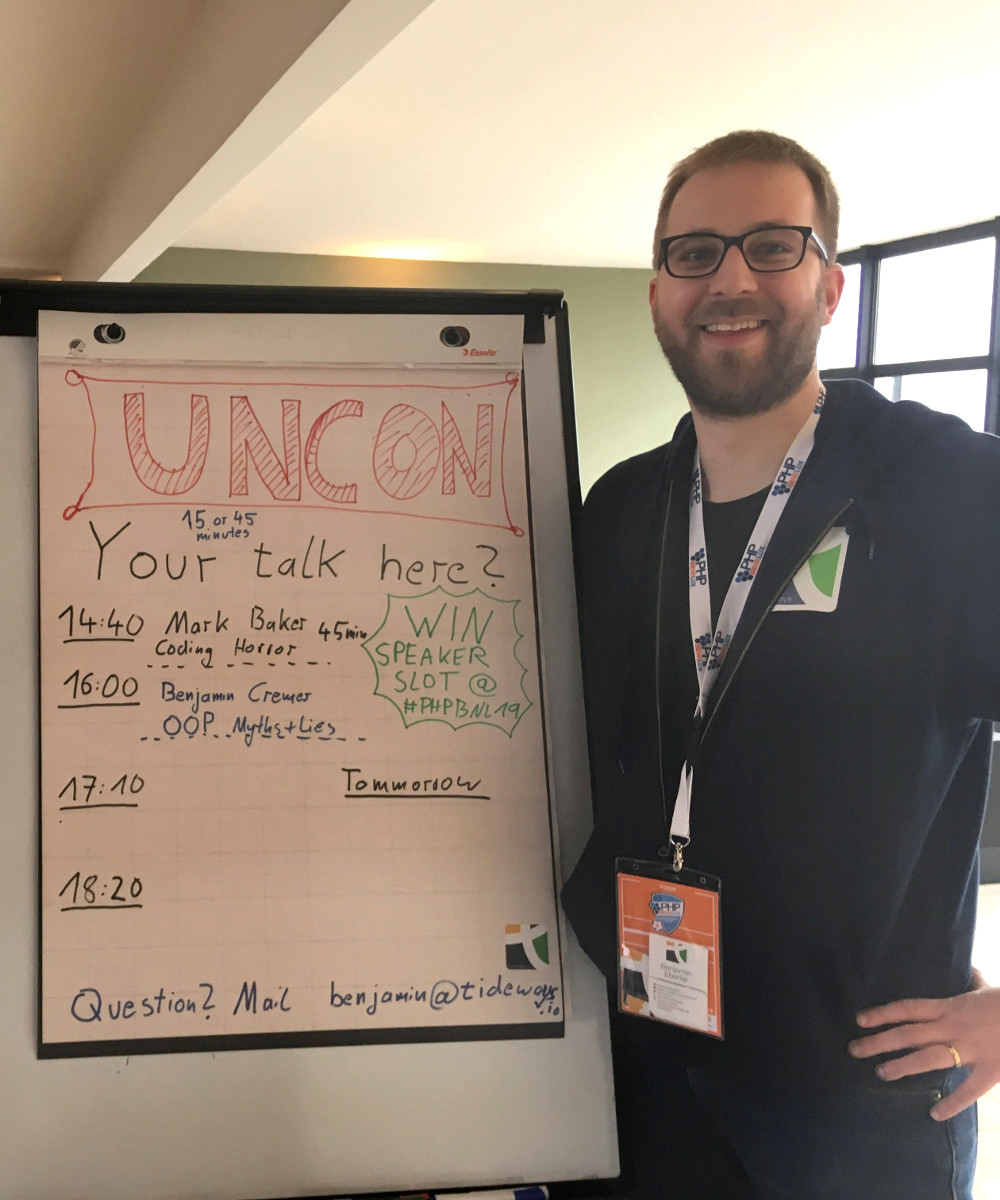 Benjamin with the PHPBenelux Unconference Board in 2018